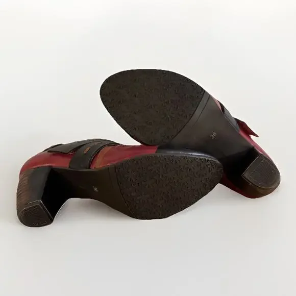 Spring Step Red And Black Bootie - Women's EU 36 US 5.5-6 - Leather Shoes - Picture 8 of 9